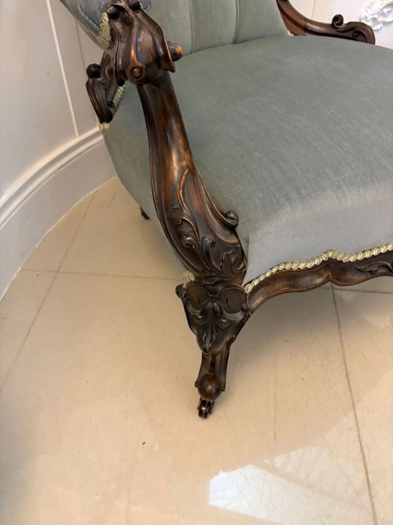 Outstanding Quality Pair of Antique Victorian Carved Walnut Ladies and Gentlemen’s Chairs - Image 18